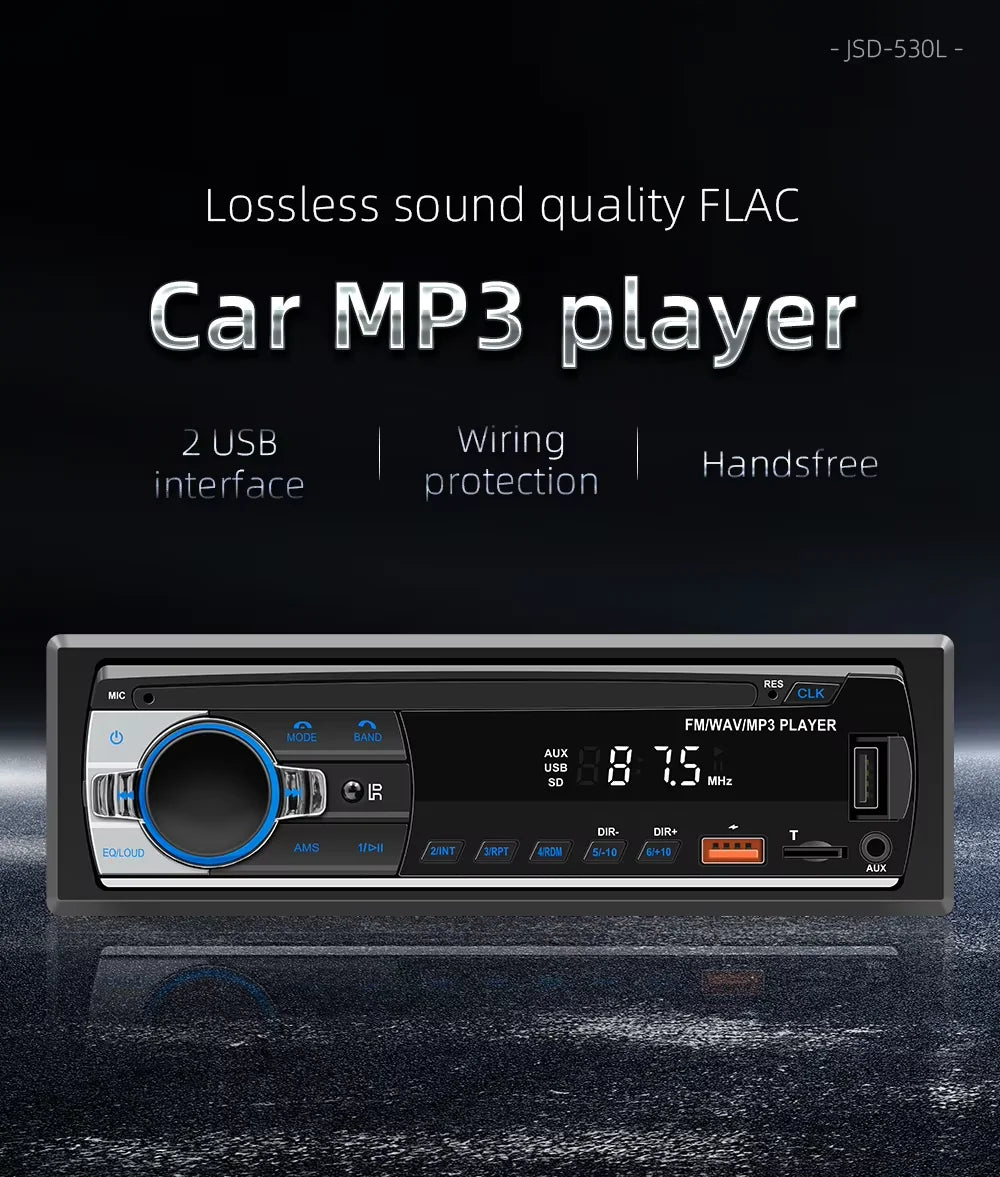 BQCC M11 Double Din Bluetooth Car Stereo – 60W×4 FM Radio, USB/SD MP3 Player, AUX Input & Voice Assistant