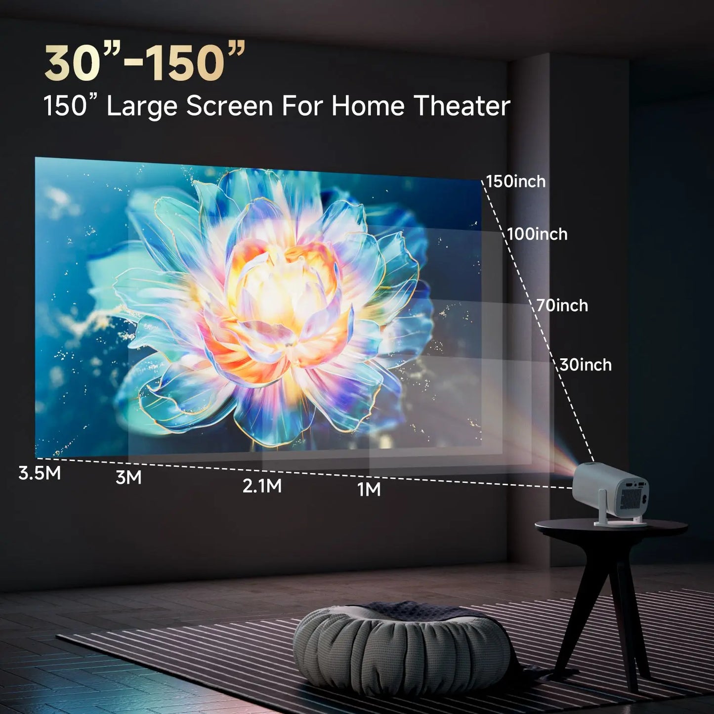 P30 Pro Smart Mini Projector – Android 14, WiFi 6, BT 5.0, 720P Native