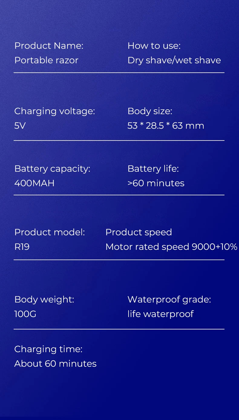 DUTRIEUX R18 Men’s Electric Smart Shaver – Waterproof, Global Voltage, Cordless