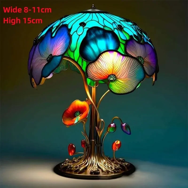 Creative Stained Glass Mushroom Table Lamp | Colorful Atmosphere Bedside Light