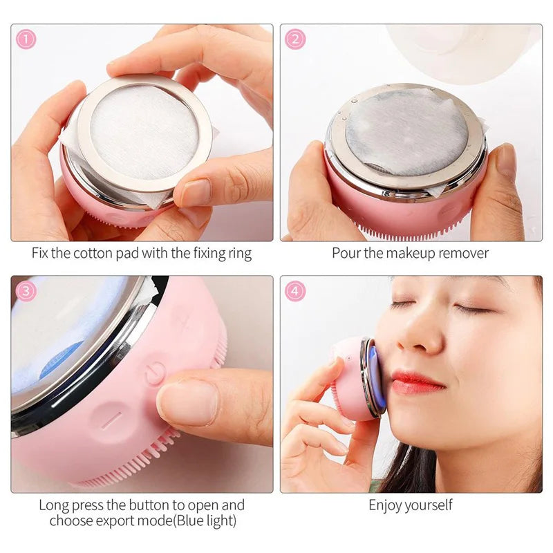 MIKO NICE 2-in-1 Ultrasonic Facial Cleanser – USB Rechargeable IPX7 Silicone Brush
