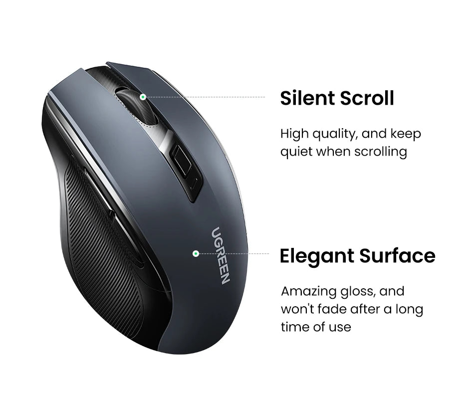 UGREEN MU006 Wireless Mouse – Bluetooth 5.0 & 2.4G, 4000 DPI, Silent Ergonomi