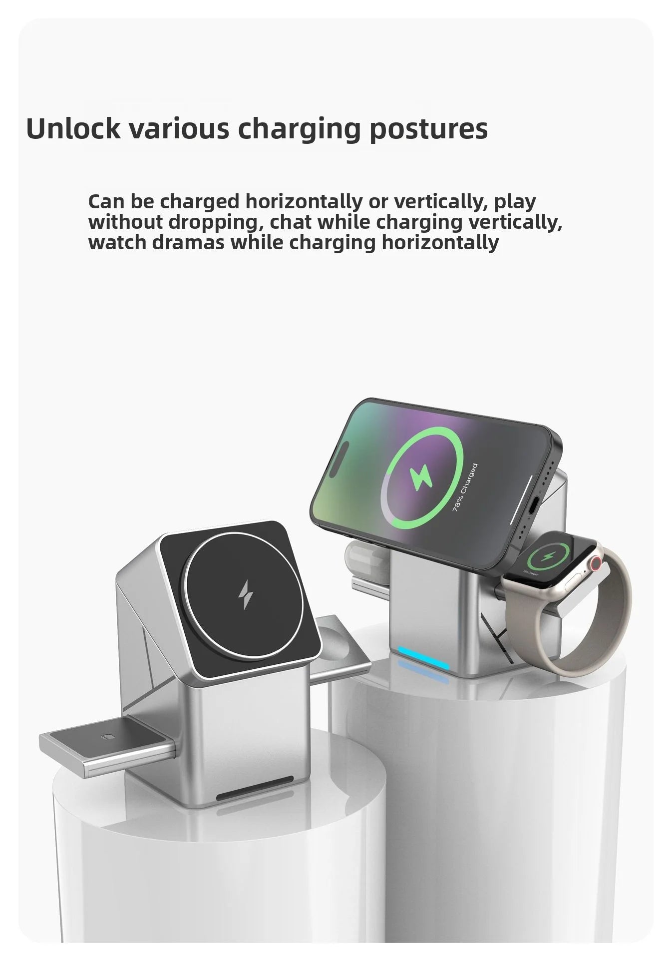 15W Fast Charging 3-in-1  Magic Cube Spin Wireless Charger with Strong Magnetism