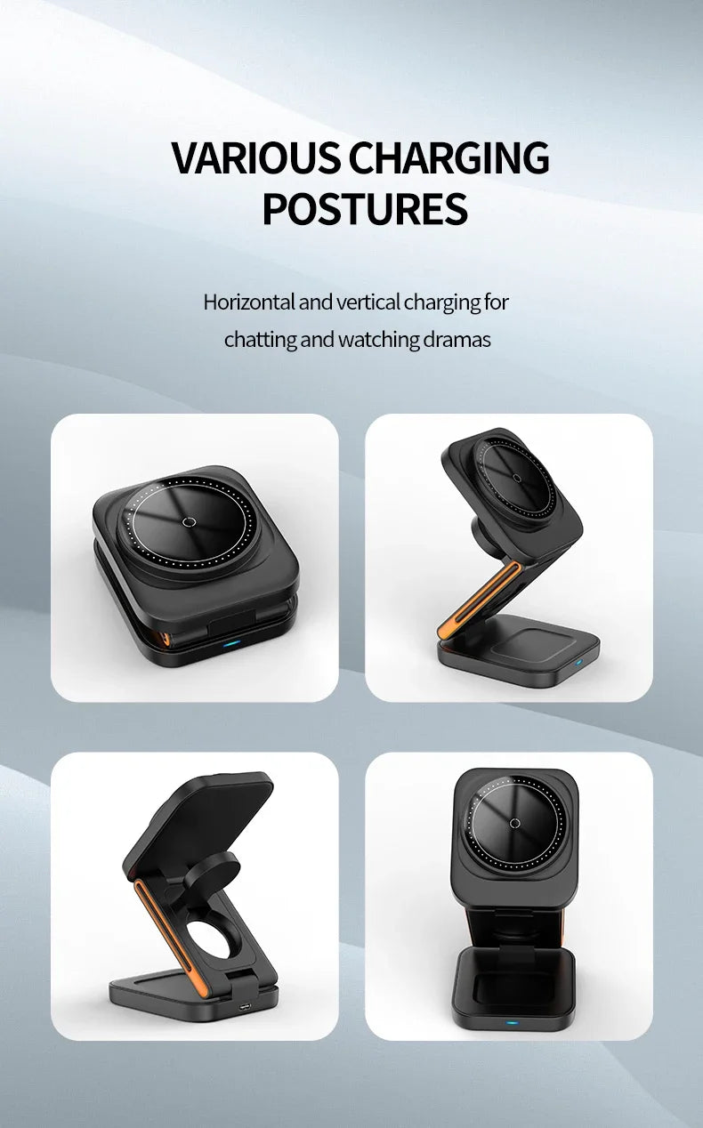 30W Magnetic Wireless Charger Stand – iPhone, Apple Watch & AirPods