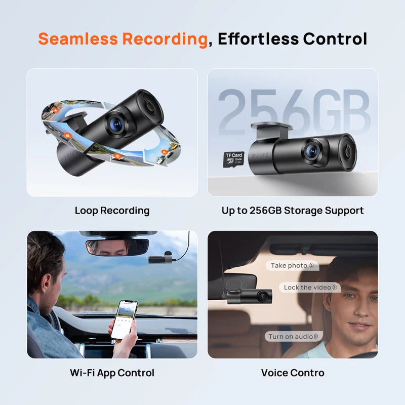 70mai M310 Plus 2K Dash Cam – 1440P WiFi Car DVR with Voice Control & 24H Parking Guard