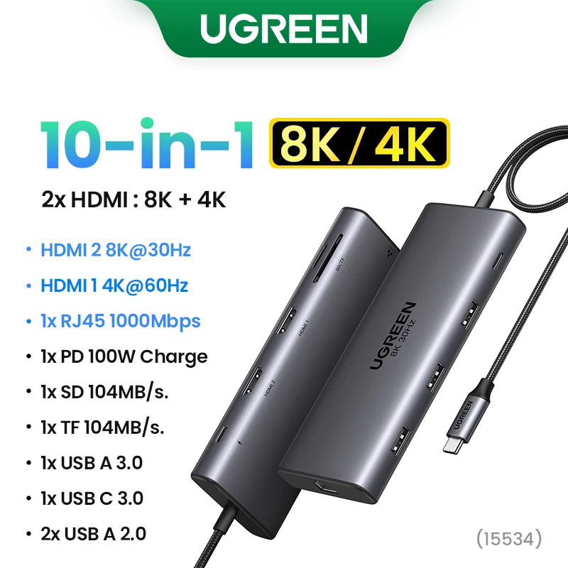 13-in-1 USB-C Docking Station – Triple 4K@60Hz Display, 100W PD, 10Gbps Hub