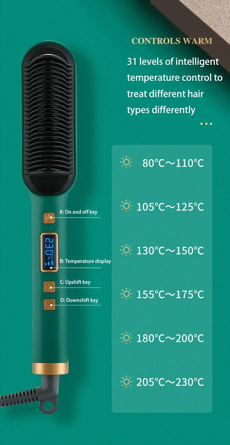 Thermostatic Hair Straightener Comb – 3-Minute Fast Styling Ionic Hot Brush