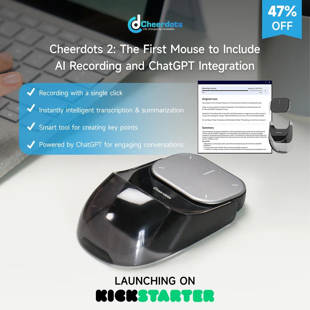 Ostar Yeah Cheerdots 2 AI Air Mouse – Bluetooth Wireless Presentation Remote with AI Recording & ChatGPT