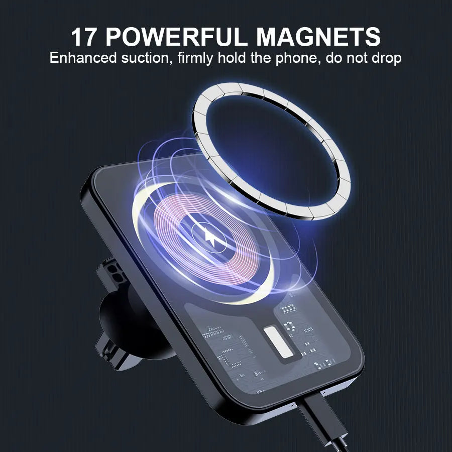 VIKEFON 30W Magnetic Car Phone Holder Charger – iPhone Fast Wireless Charging