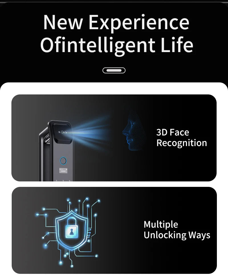 Wishome W-F9 Smart Face Recognition Door Lock with Camera & HD Screen – WiFi Fingerprint Lock