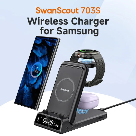 15W Wireless Charging Stand for Samsung Phone, Watch & Earbuds