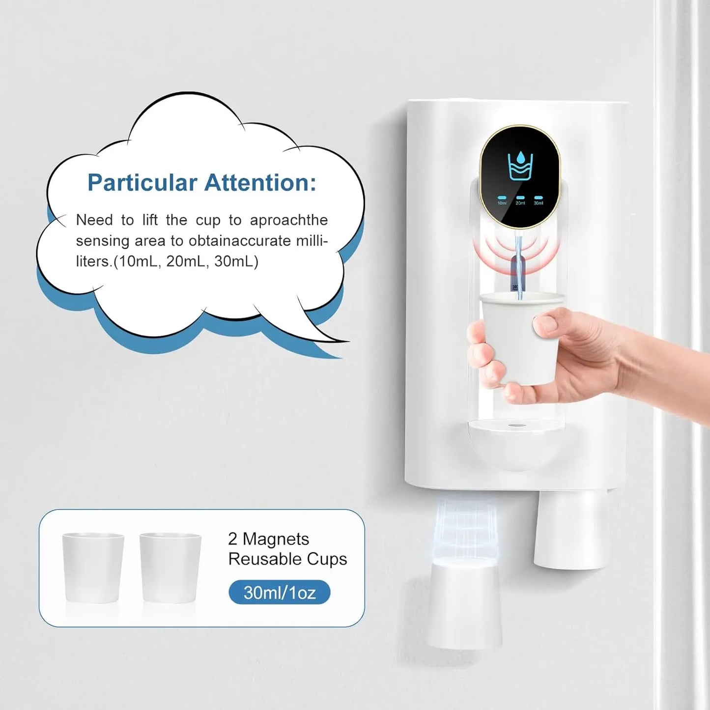 HoldPeak Automatic Mouthwash Dispenser – Rechargeable Wall-Mounted with Dual Magnetic Cups