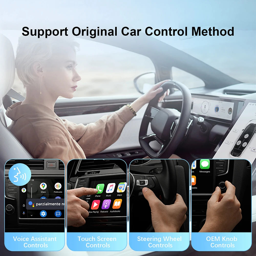 Wireless Android Auto & CarPlay Adapter – Wired to Wireless Smart Box USB Plug & Play with WiFi Auto Connect