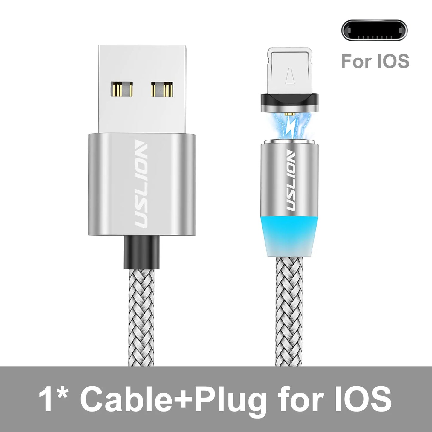 Magnetic Charging Cable 360 Degree – USB-A to Type-C / Lightning / Micro USB (2.4A)