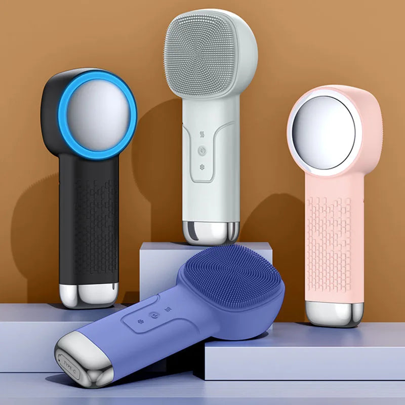 Alwafore Rechargeable Silicone Facial Cleansing Brush with Hot & Cold Compress – IPX6 Waterproof Deep Clean Tool