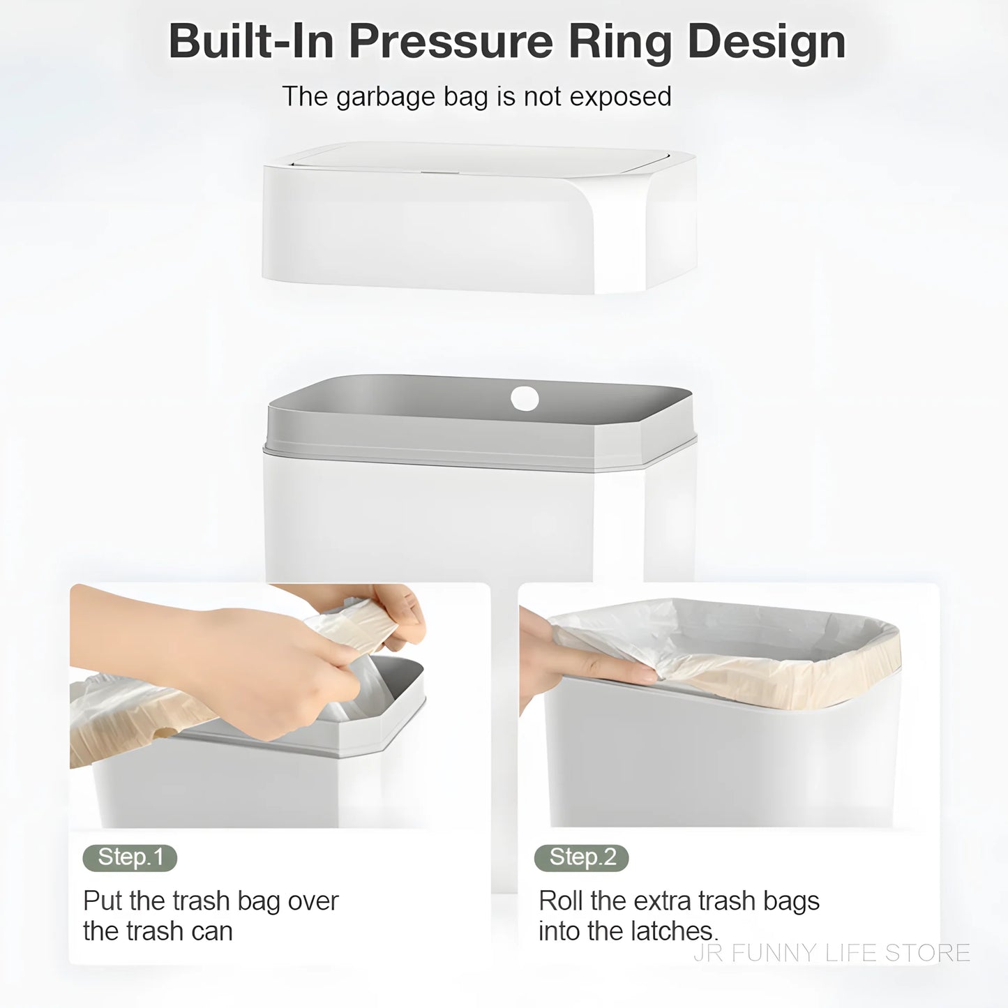 Smart Sensor Trash Can – Dual Induction Wave & Knee Open Bin (12L / 16L)