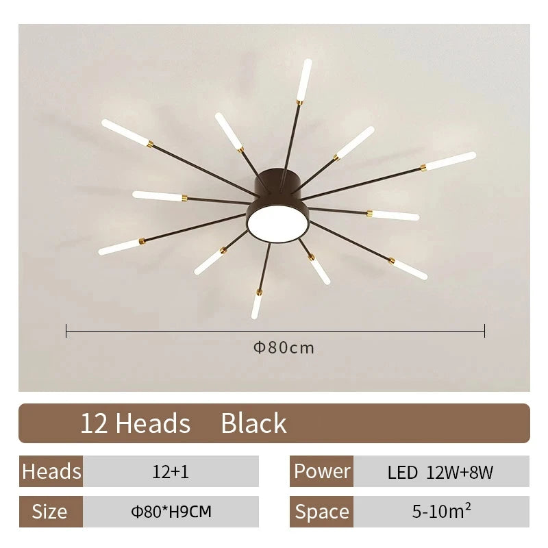 AuroraRealm Modern Black LED Ceiling Light | Large Diameter, Remote Control