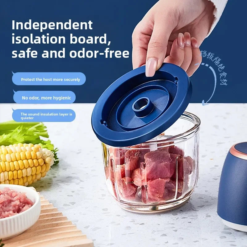 TINGBAI Portable Electric Garlic Chopper – 6-Blade USB-C Rechargeable Food Grinder