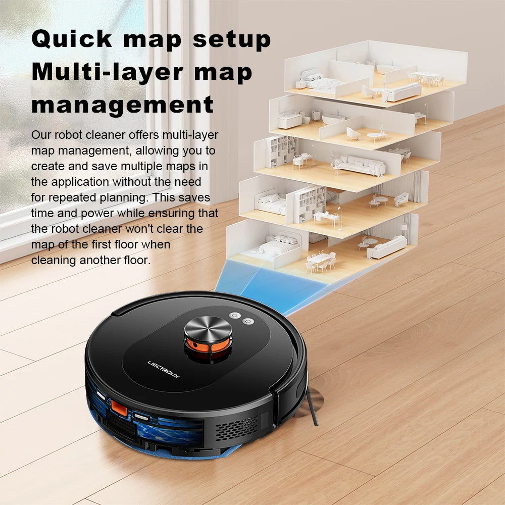 Liectroux T9 Robot Vacuum & Mop – 6500Pa LiDAR Mapping, Self-Empty Station, Dual-Band WiFi