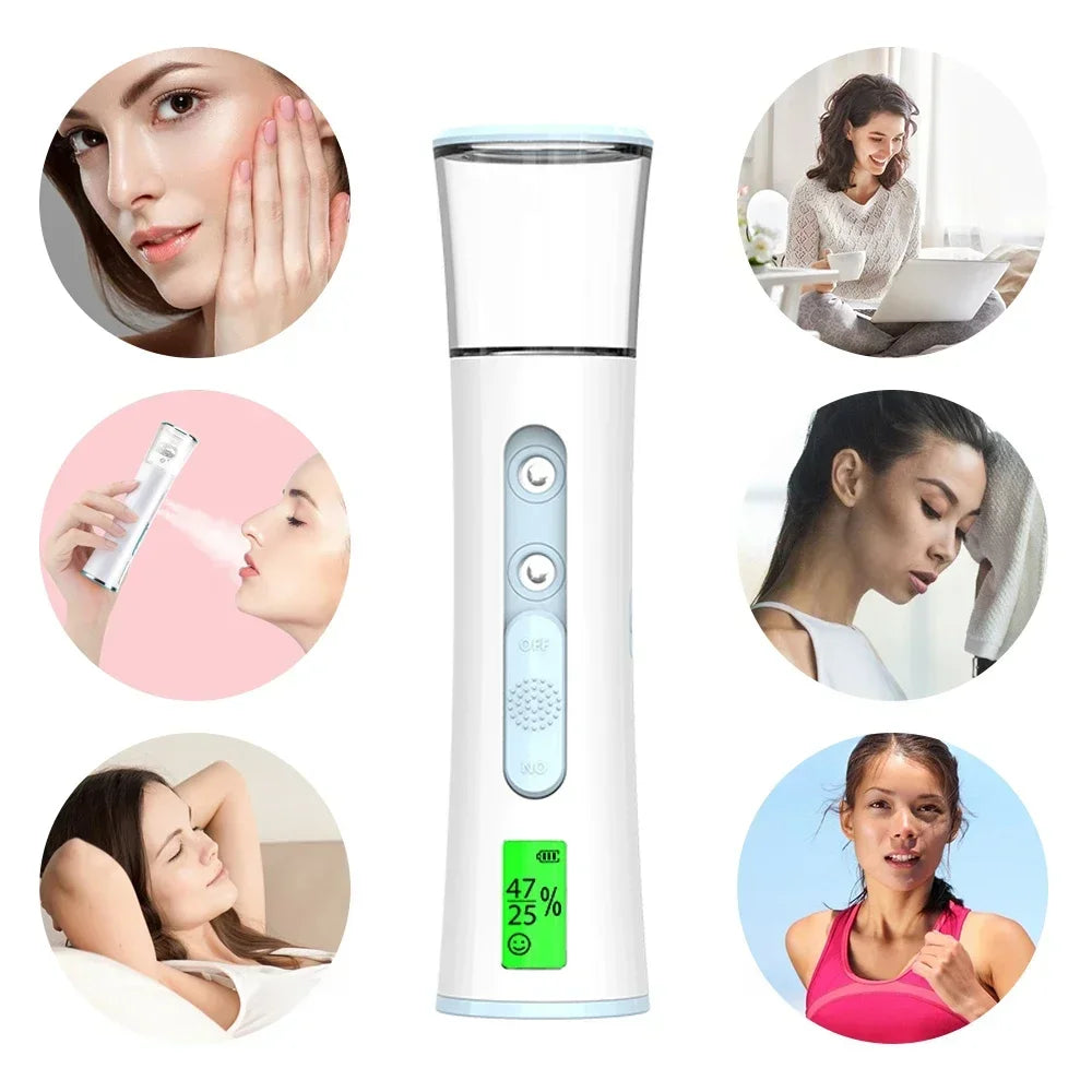 EDIFOLLY Nano Facial Mister – Dual Nozzle Portable Skin Moisturiser with LED Display