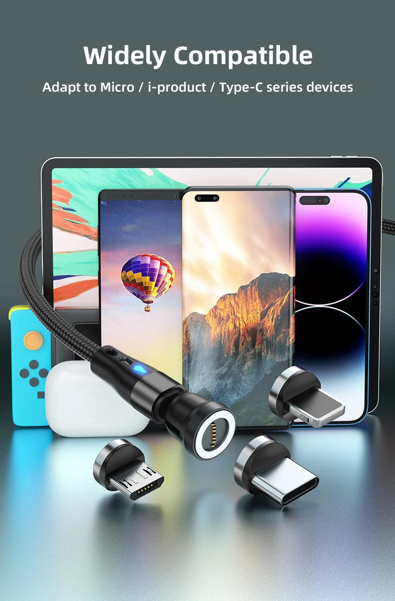 540° Magnetic USB-C Cable 5A – Rotating Fast Charge Cable (Charging Only)