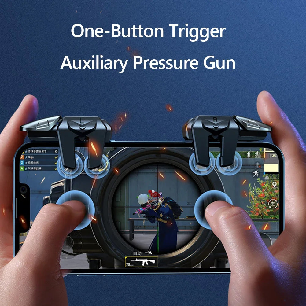 6-Finger Mobile Gaming Trigger Kit – PUBG Physical Buttons + Finger Sleeves for iOS & Android