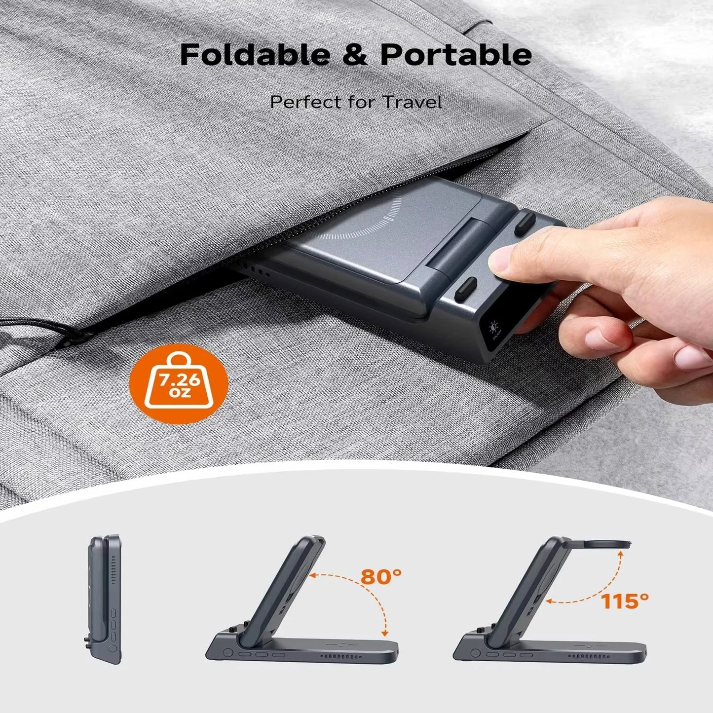 Foldable Wireless Charger Stand for Samsung Phone, Watch & Buds