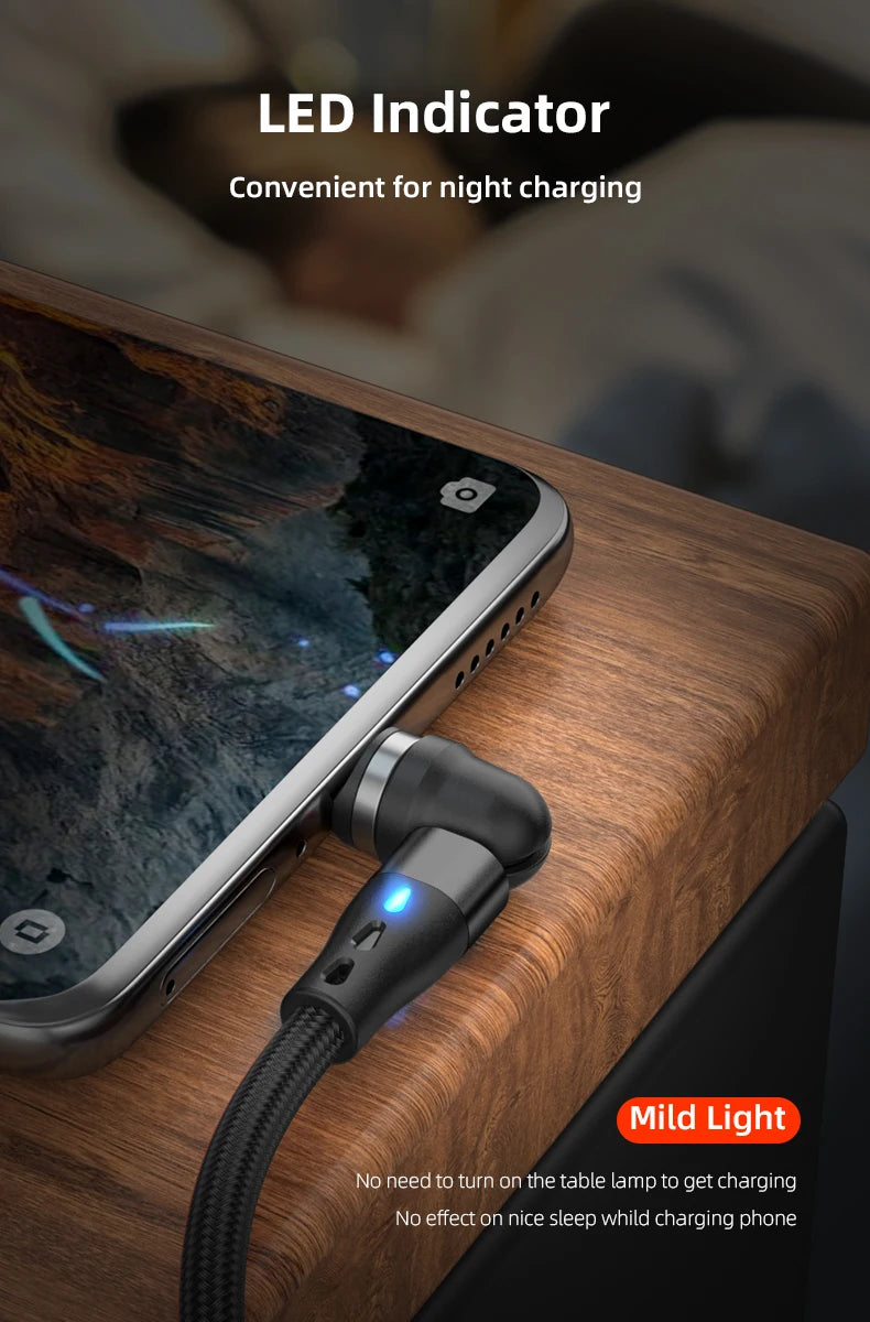 540° Magnetic USB-C Cable 5A – Rotating Fast Charge Cable (Charging Only)