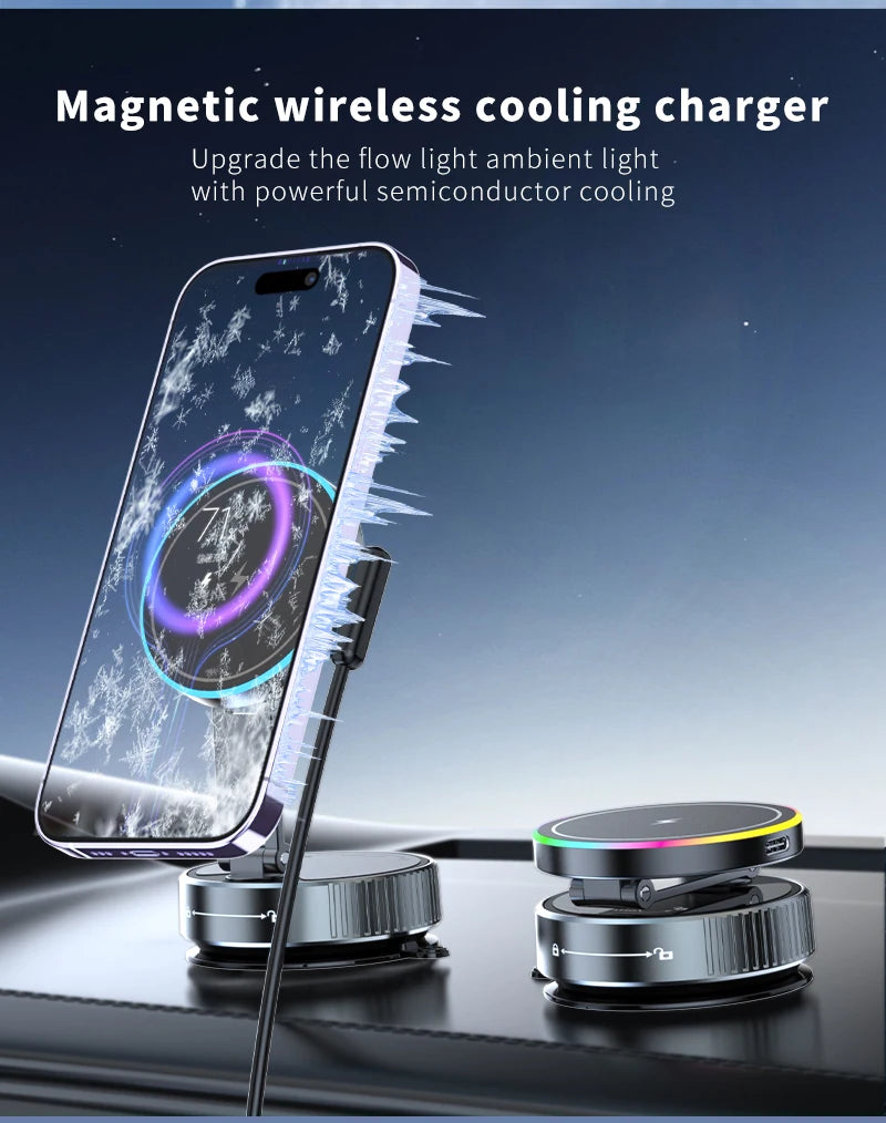 Aluminium Magnetic Car Holder with Wireless Charging – iPhone Compatible
