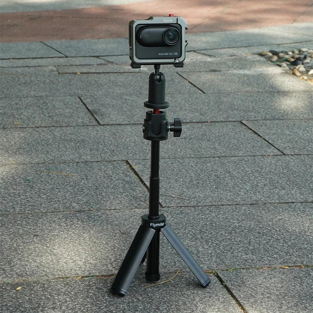 Adjustable Selfie Stick Tripod – Mini Table Tripod with Cold Shoe for GoPro & Insta360