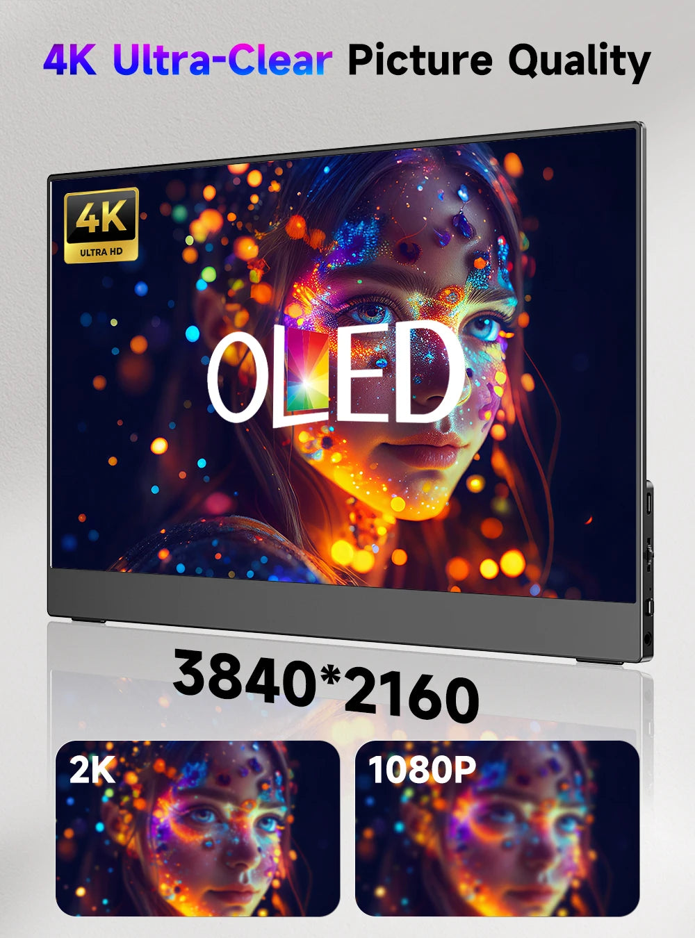 UPERFECT 13.3 Inch 4K OLED Portable Monitor with Speakers & USB-C / HDMI