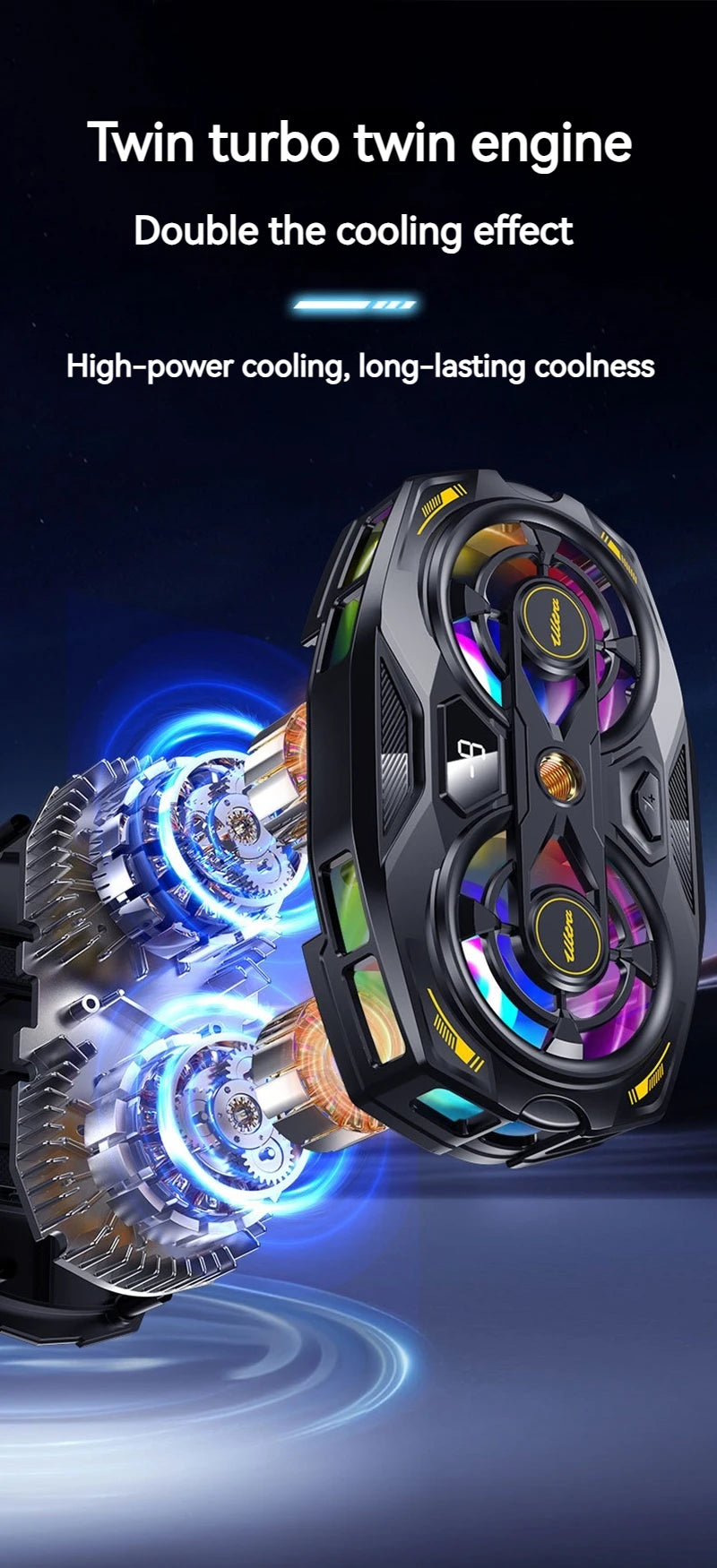 K32 Smartphone Cooler | Dual-Core Radiator, Digital Temperature Display & RGB