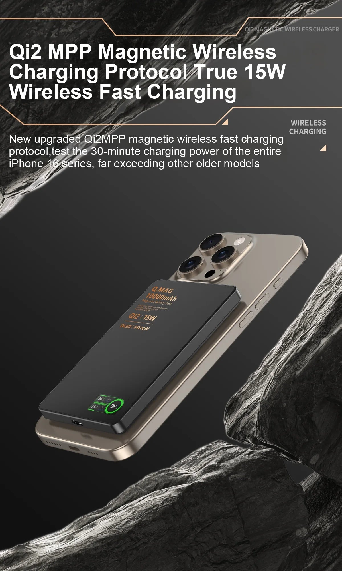 Magnetic Wireless Power Bank 5000/10000mAh – 3-in-1 Fast Charger with Digital Display