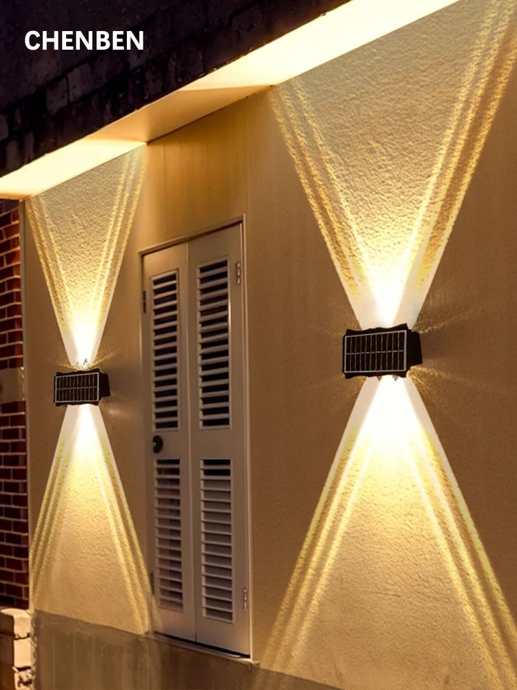 CHENBEN Solar LED Wall Light | IP65 Waterproof Outdoor Wall Lamp, Warm/RGB