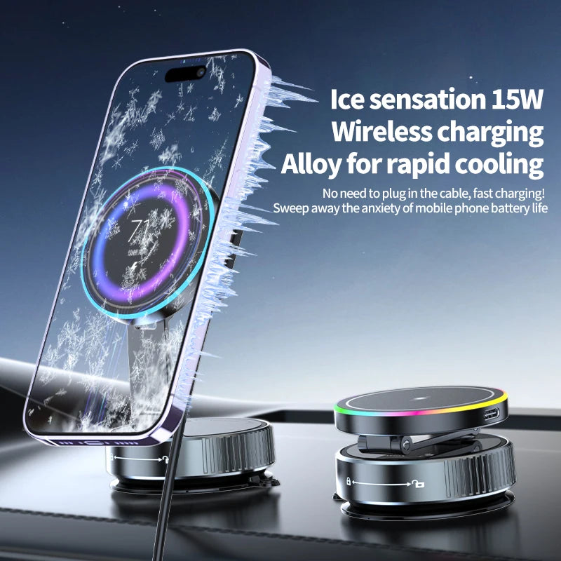 Aluminium Magnetic Car Holder with Wireless Charging – iPhone Compatible
