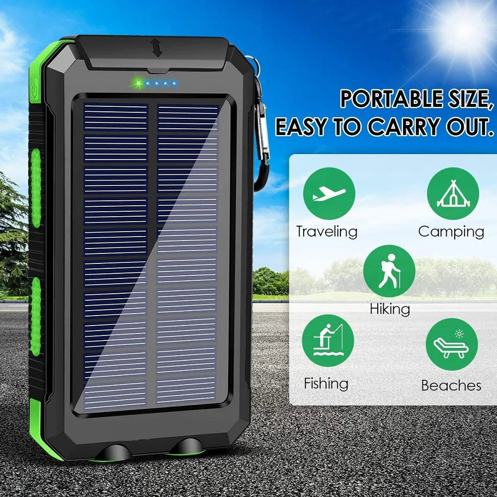 Solar Power Bank with LED Torch & Compass – Outdoor Emergency Charger (20W)