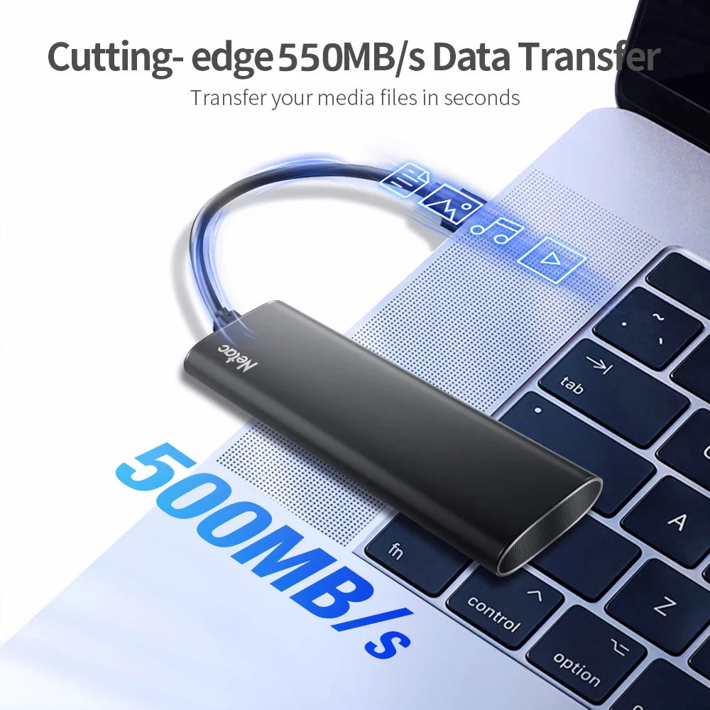 Netac ZSLIM Portable External SSD – Shockproof USB 3.0 Storage with 3-Year Warranty