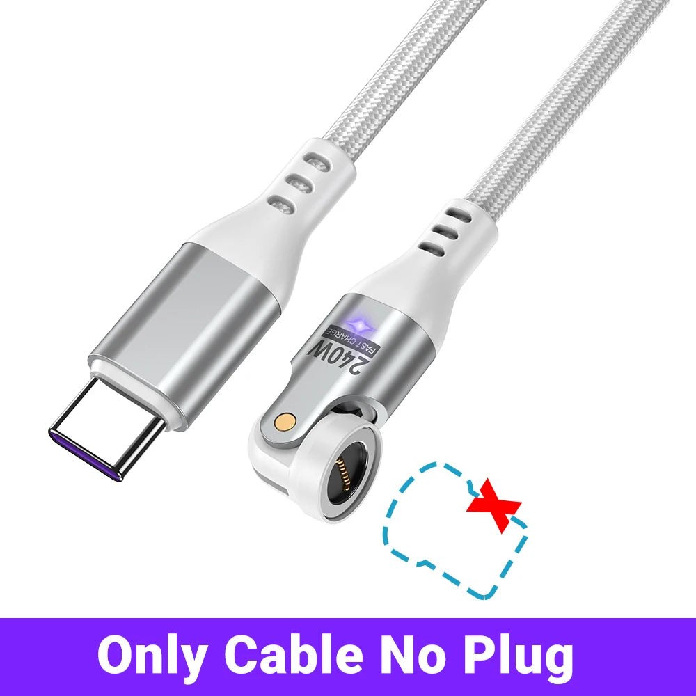 240W PD Magnetic Charging Cable – 48V 5A USB-C for Laptops, Phones & Tablets