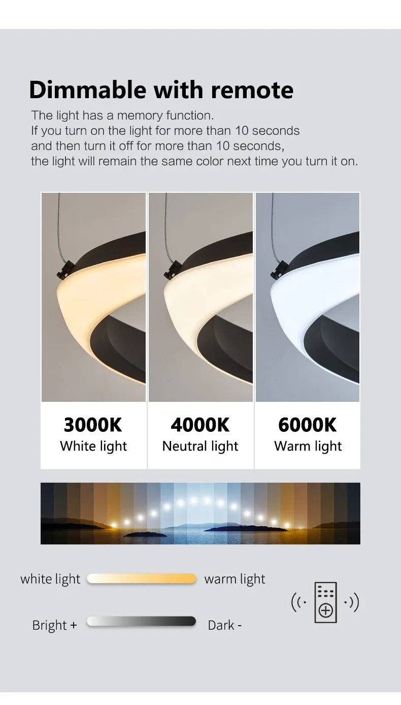 FLDY Modern LED Hanging Light | Round Pendant, Warm / Neutral / Cool White