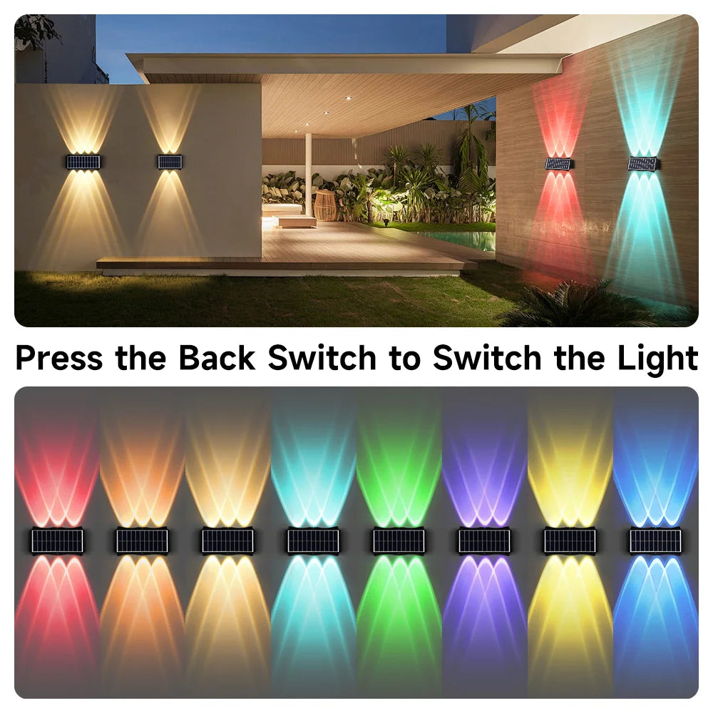 CHENBEN Solar LED Wall Light | IP65 Waterproof Outdoor Wall Lamp, Warm/RGB