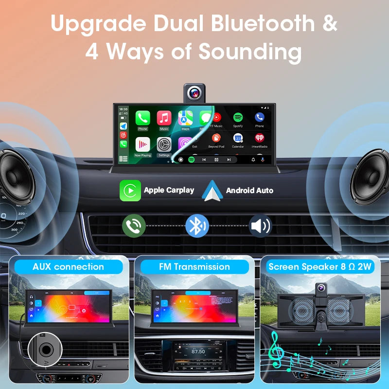 T369 11.26″ Wireless CarPlay Screen with 4K Rotatable Camera