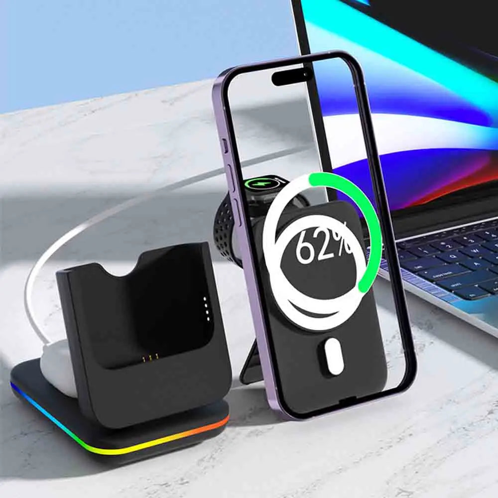 Portable Wireless Power Bank 23W – Magnetic Fast Charge for iPhone, AirPods & Apple Watch