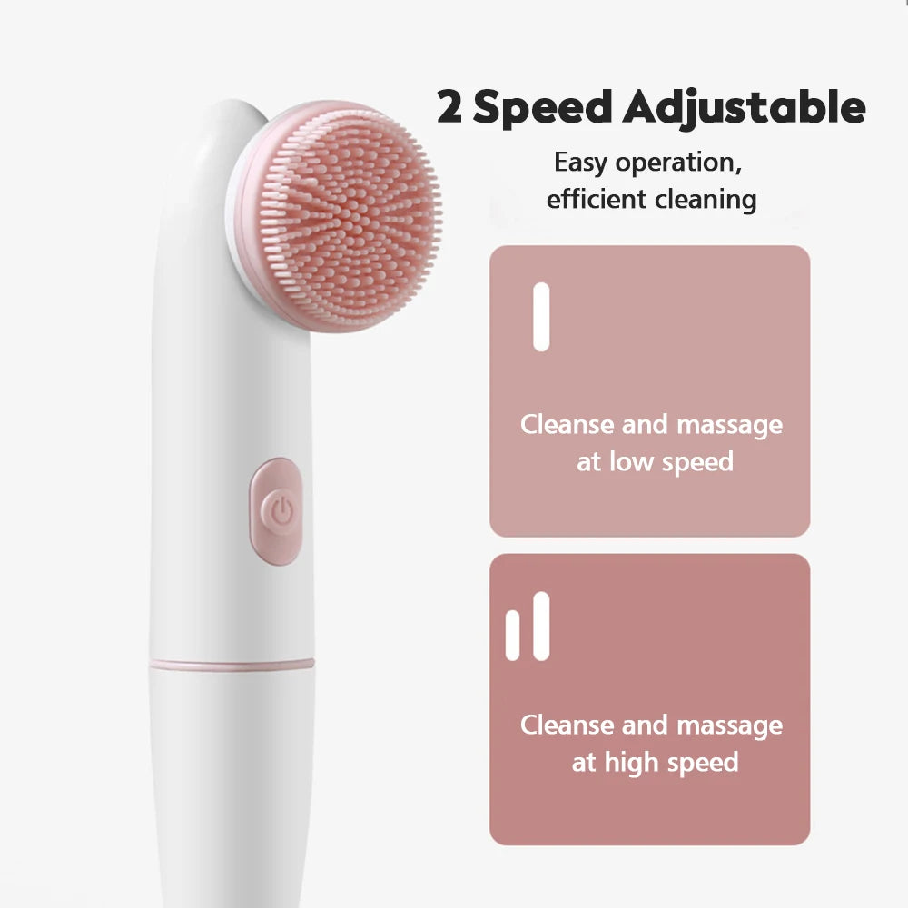 AFDEAL Battery Powered Facial Cleansing Brush – Waterproof 2-Speed Silicone Face Cleaner