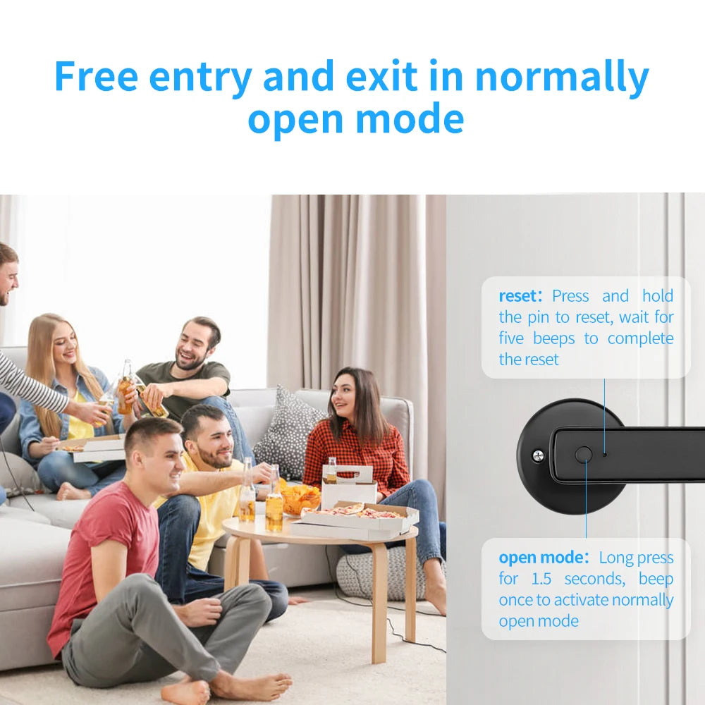 Tuya Smart Fingerprint Door Lock – 5-in-1 Bluetooth App, Card & Password Unlock (IP66)