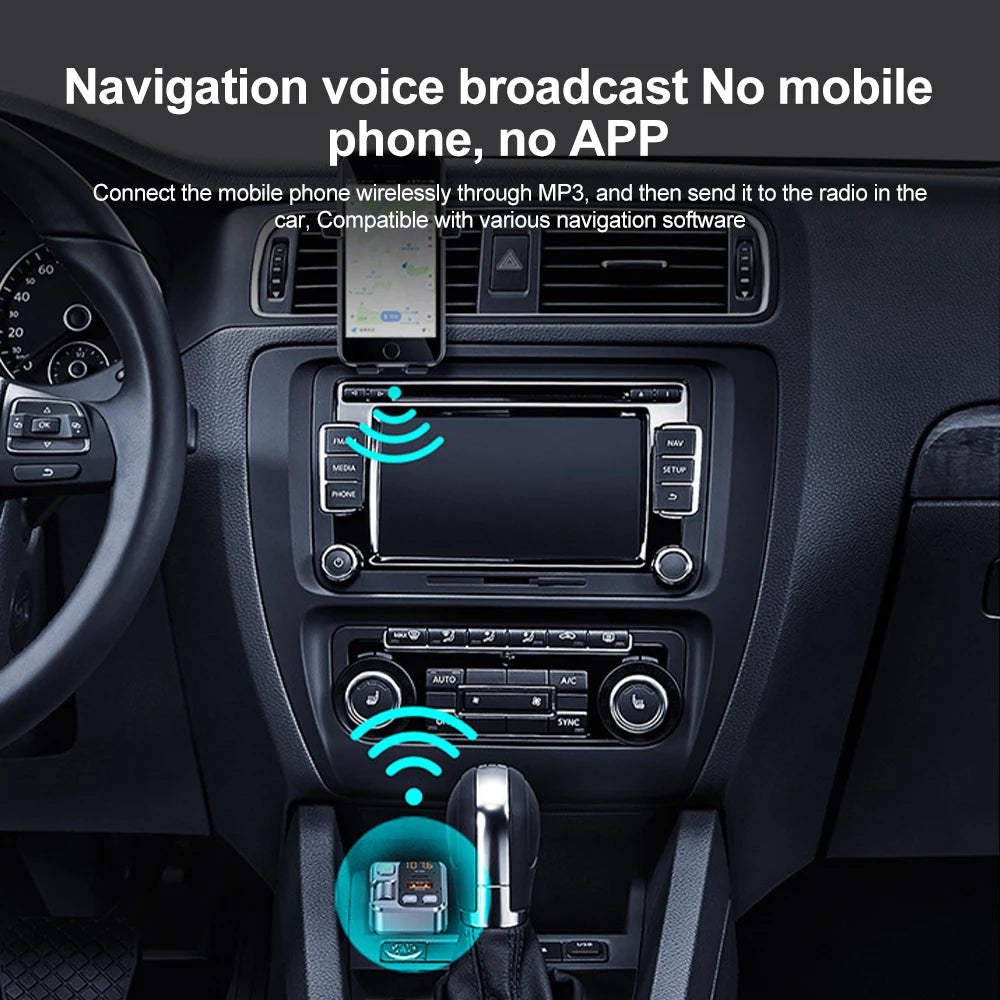 Q28 Bluetooth 5.1 FM Transmitter Car Charger | Dual USB & Type-C Fast Charging with Voltage Display