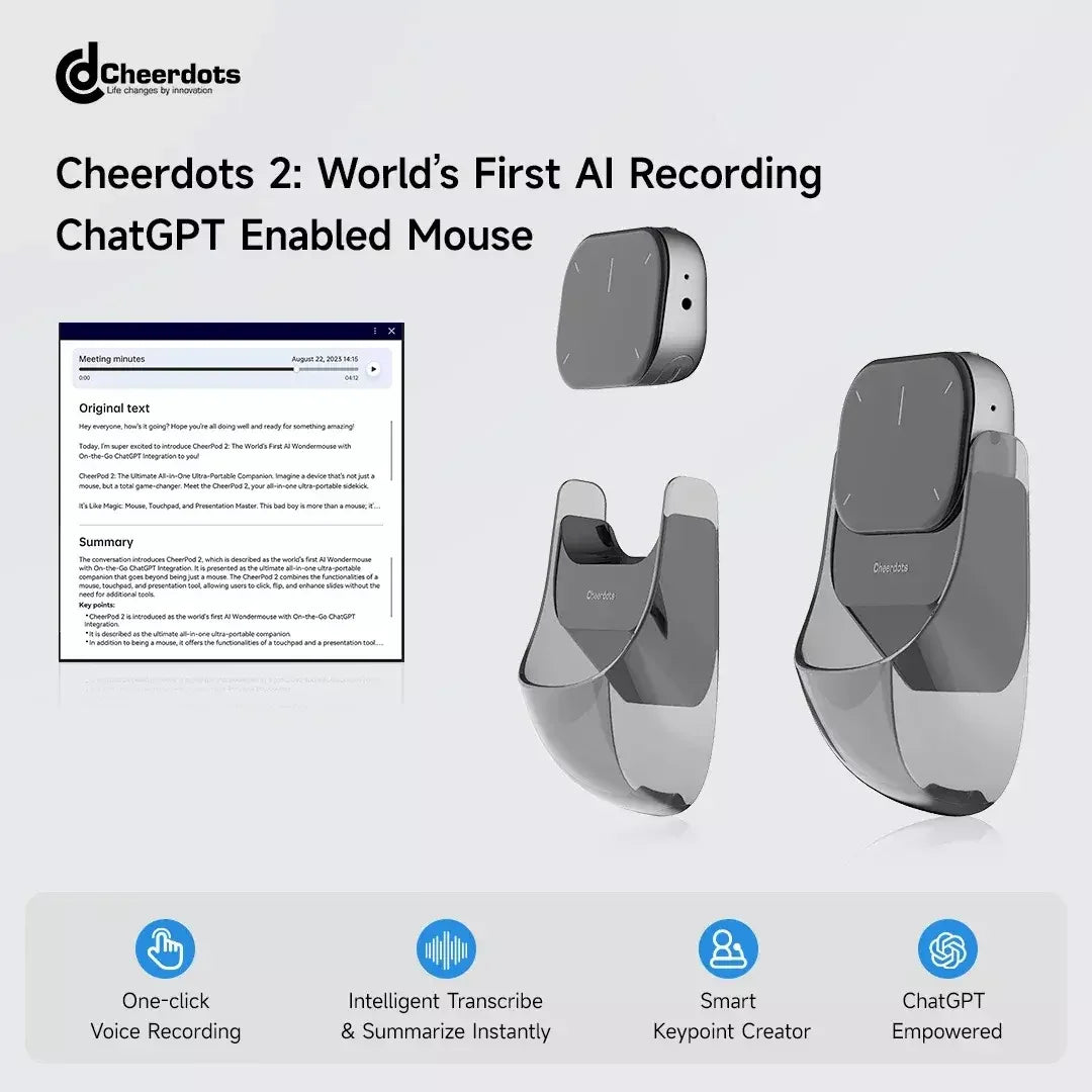Cheerdots 2 Smart Wireless Air Mouse – Bluetooth Remote for Presentation & Video Control