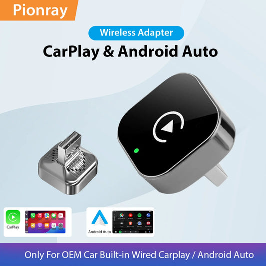 PIONRAY 2-in-1 Wireless CarPlay & Android Auto Adapter – Plug & Play 5.8GHz WiFi