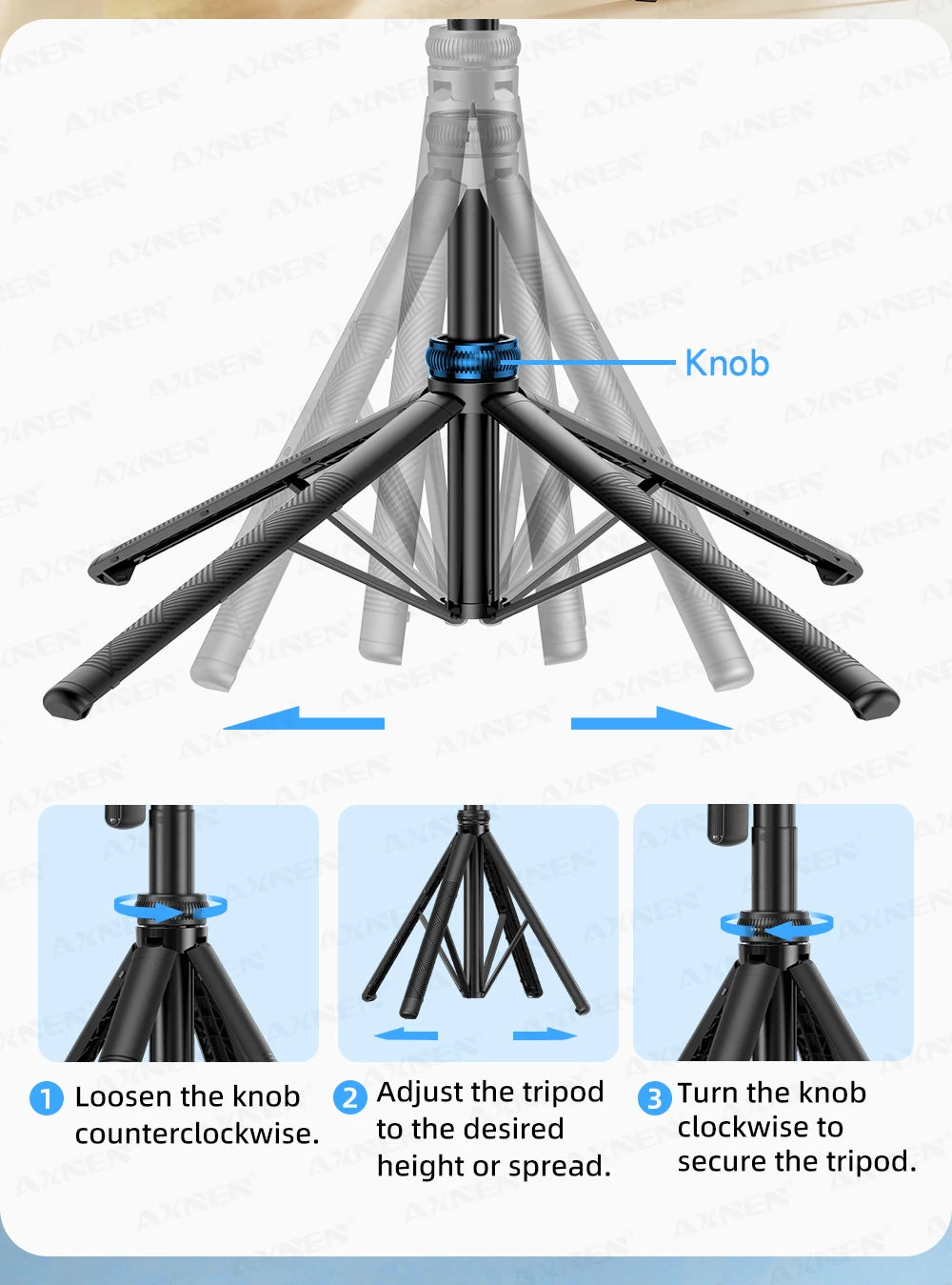 AI Face Tracking Selfie Stick Tripod – 1.63m Smart Quadrapod