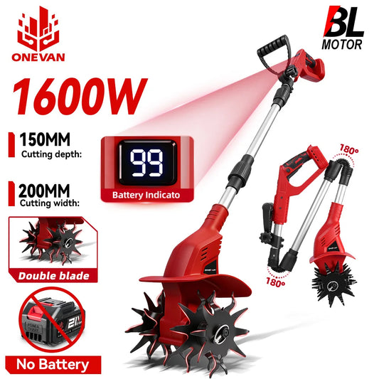 Brushless Garden Tiller 1600W Cordless Soil Cultivator For Makita 18V Battery