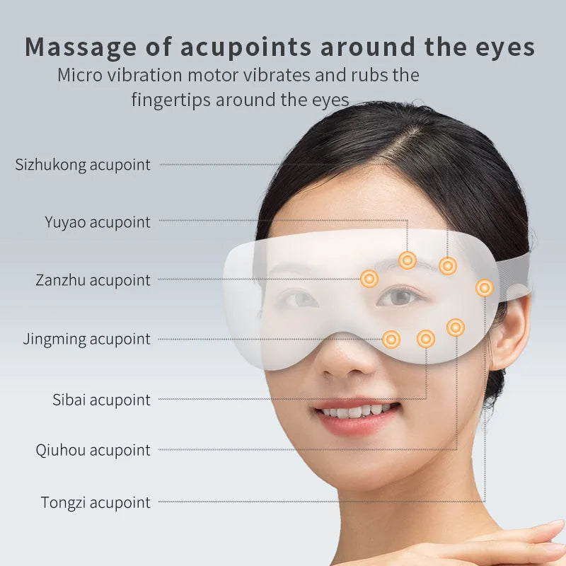 VIMYSHOW Heat & Cool Eye Massager – 12 Node Acupressure with Bluetooth Music